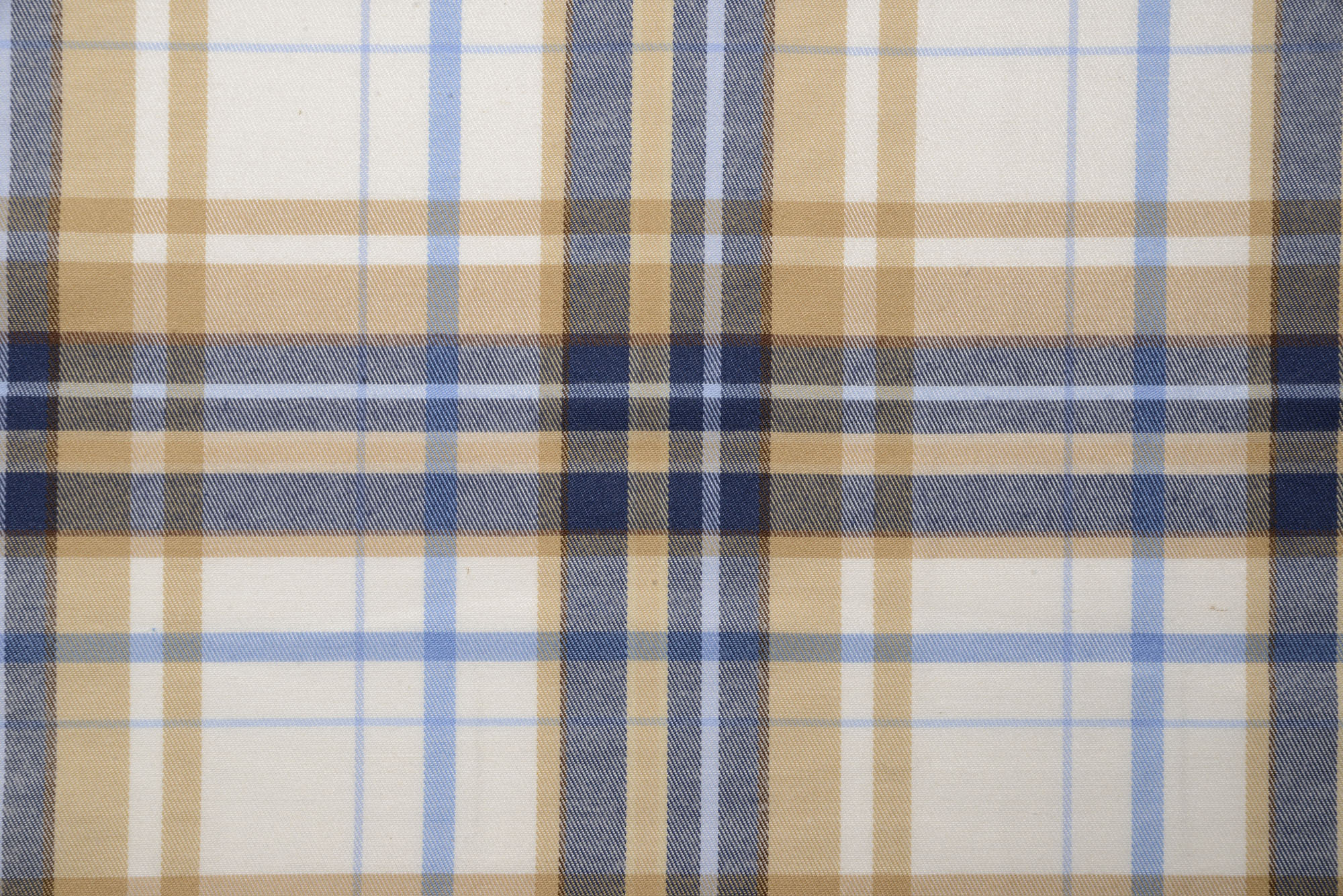 Oberstoff Beige-Blau-Weiß kariert